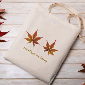 Bruine herfstbladeren Canvas tas