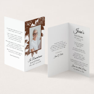 Bruine Herfstbladeren Funeral Service Herdenkingsg Visitekaartjes