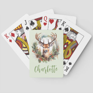 Bruine herten met gewei Rustic kerstfeest Pokerkaarten