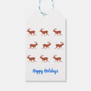 Bruine herten Wandelende Festive Patronen Cadeaulabel