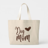 Bruine Hond Mam Grote Canvas tas (Achterkant)