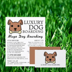Bruine hond met bot, hondenpension, reclame flyer