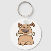 Bruine hond met een beenderen Sleutelhanger (Voorkant)