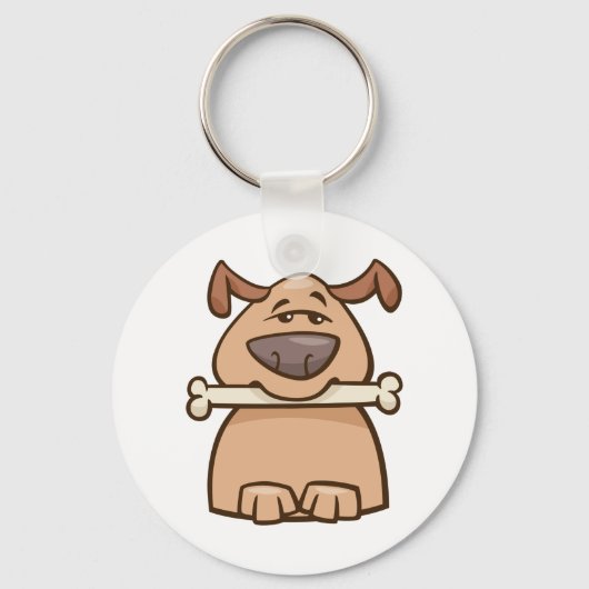 Bruine hond met een beenderen Sleutelhanger (Voorkant)