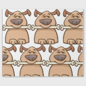 Bruine hond met een beenvouwpapier cadeaupapier (Vlak)