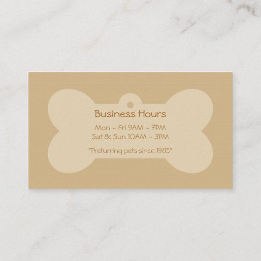 Bruine hond met Paw Print en Bone Visitekaartje (Achterkant)