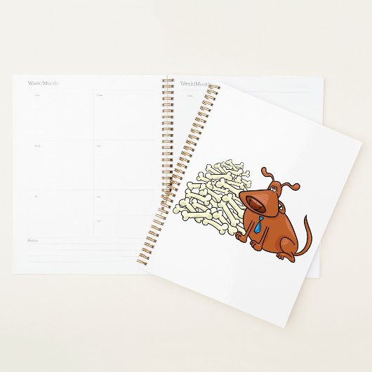 Bruine hond met stapel Botten Schattige huisdier Planner