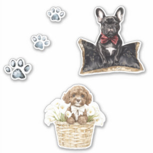 Bruine Hond Zwarte Frenchie Sticker