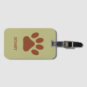 Bruine hondenpoot aangepaste naam bagagelabel (Voorkant (horizontaal))