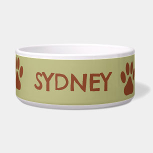 Bruine hondenpoot aangepaste naam voerbakje