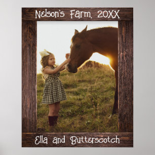 Bruine Houten Foto Frame met Tekst Bewerkbaar Nep Poster
