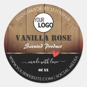 Bruine houten korrels Verpakkingsetiketten Logo Ronde Sticker