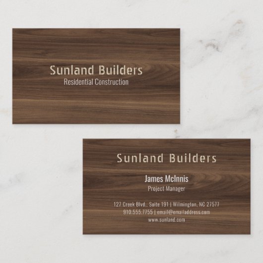 Bruine houten korrels visitekaartje (Voorkant / Achterkant)