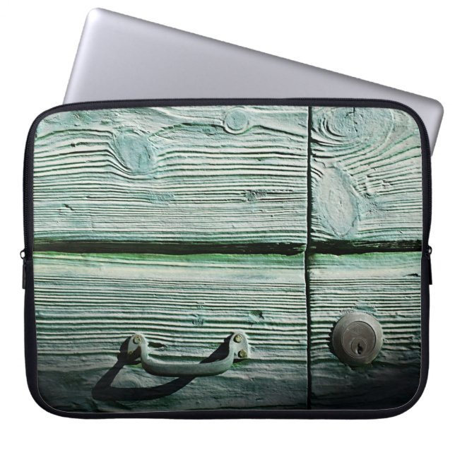 Bruine houten lade laptop sleeve (Voorkant)