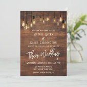 Bruine Houten Muur Edison Lights Typografie Bruilo Kaart (Staand voorkant)