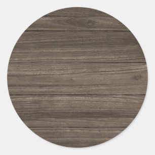 Bruine houten plank look elegante sjabloon ronde sticker
