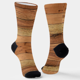 Bruine houten planken ontwerp sokken