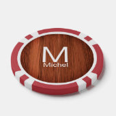 Bruine houten textuurlijnen voeg monogram letterna poker chips (Enkel)