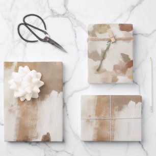 Bruine Ivoor Tane Kleur Crème Abstract Inpakpapier Vel
