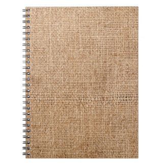 Bruine juten textuur, rustieke zakdoek. notitieboek