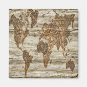 Bruine kaart van de werelddruk magneet (Voorkant)