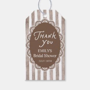 Bruine Kanten Bruiloft Borrel Cadeaulabel