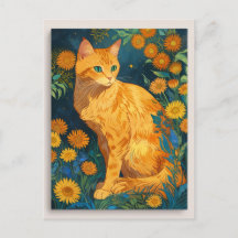 bruine kat Botanisch blauw Portret van Van Gogh