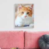 Bruine kat canvas afdruk (Insitu (Woonkamer))