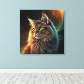 Bruine kat canvas afdruk (Insitu (Houten vloer))