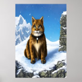 Bruine kat in de sneeuw | AI Art Poster (Voorkant)