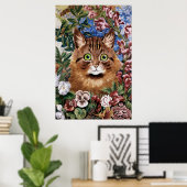 Bruine kat in het Poster van de tuin (Thuiskantoor)