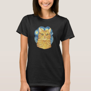 Bruine Kat in olieverf geschilderd voor Katten T-shirt