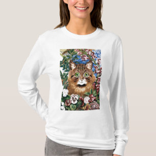 Bruine kat tussen de bloemen t-shirt