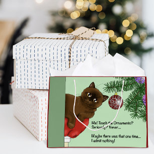 Bruine Kerstbal Kat Groot Cadeauzakje