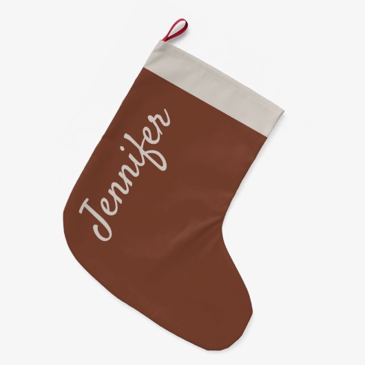 Bruine Kerstmis Chocolade Kalligrafie Aangepast Grote Kerstsok (Voorkant (Hangend))