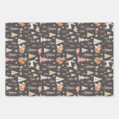 Bruine Kerstmis Moderne bomen set van 3 Inpakpapier Vel (Voorkant 3)