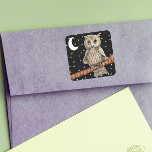  bruine Ketting met halve maan moonsteraar Vierkante Sticker