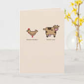 Bruine kip bruin koe jubileum wenskaart kaart (Gele Bloem)