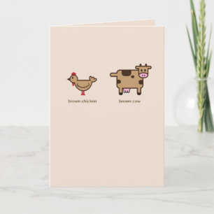 Bruine kip bruin koe jubileum wenskaart kaart