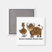 Bruine kip bruine Koe - magneet (Voorkant / Achterkant)