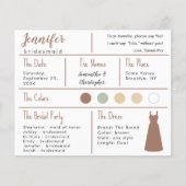 Bruine Kleding Kleur Bruidsmeisje Informatie Kaart (Voorkant)