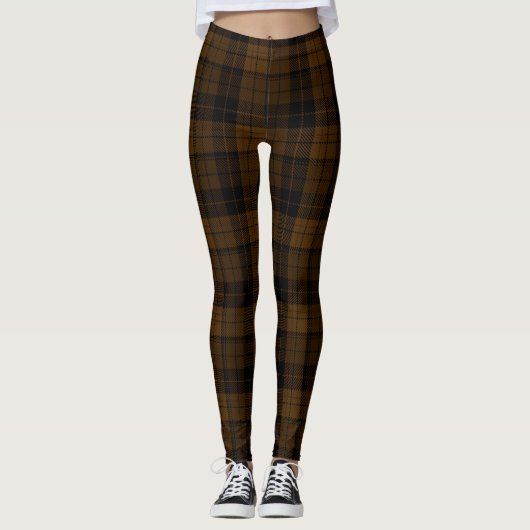 Bruine kleurstof, zwart Nero Twill Tartan, geplakt Leggings (Voorkant)