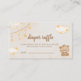Bruine Knuffel Beer Baby Shower Luier Raffle Informatiekaartje