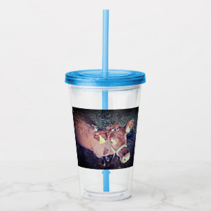 Bruine koe acryl drinkbeker