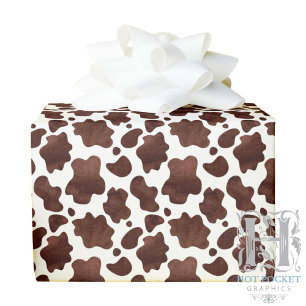 Bruine Koe Print Wrapping Paper Cadeaupapier