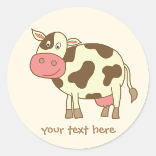 Bruine koe ronde sticker