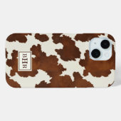 Bruine Koehuid met Monogram Case-Mate iPhone Case (Achterkant (horizontaal))