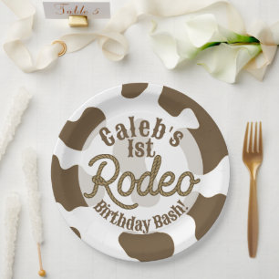 Bruine koeienprint Country Western Rodeo Feest Papieren Bordje
