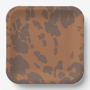 Bruine Koeienprint Papieren Borden Bordje