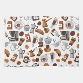 Bruine koffie en croissant Pattern Theedoek